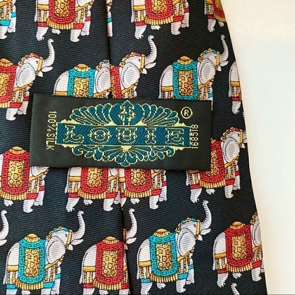 Vintage Louie Silk Tie Elephants on Parade - Picture 3 of 3